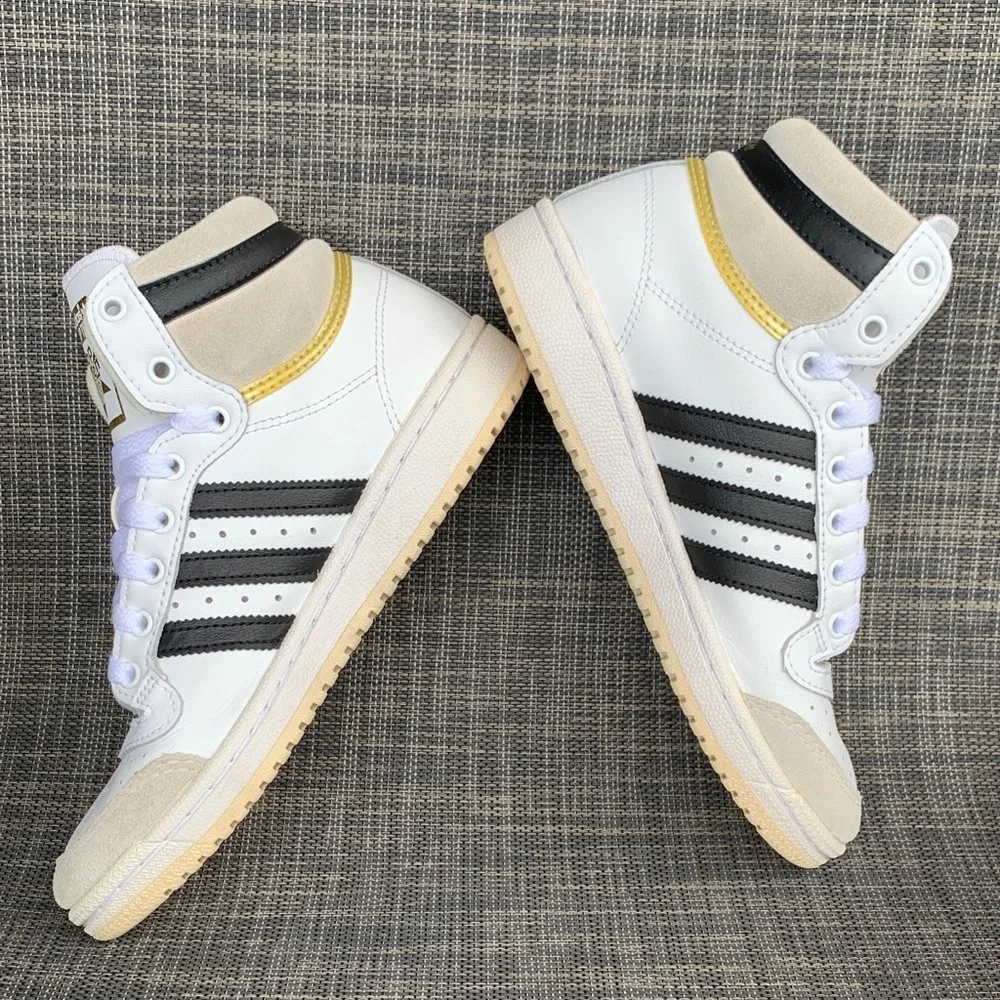 adidas Top Ten High-Top 'White Black Gold' Big Kids Sneakers size 4.5